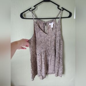 *NWT* Japna Women's Medium Cheetah Print Spaghetti Strap Halter Style Peplum Top